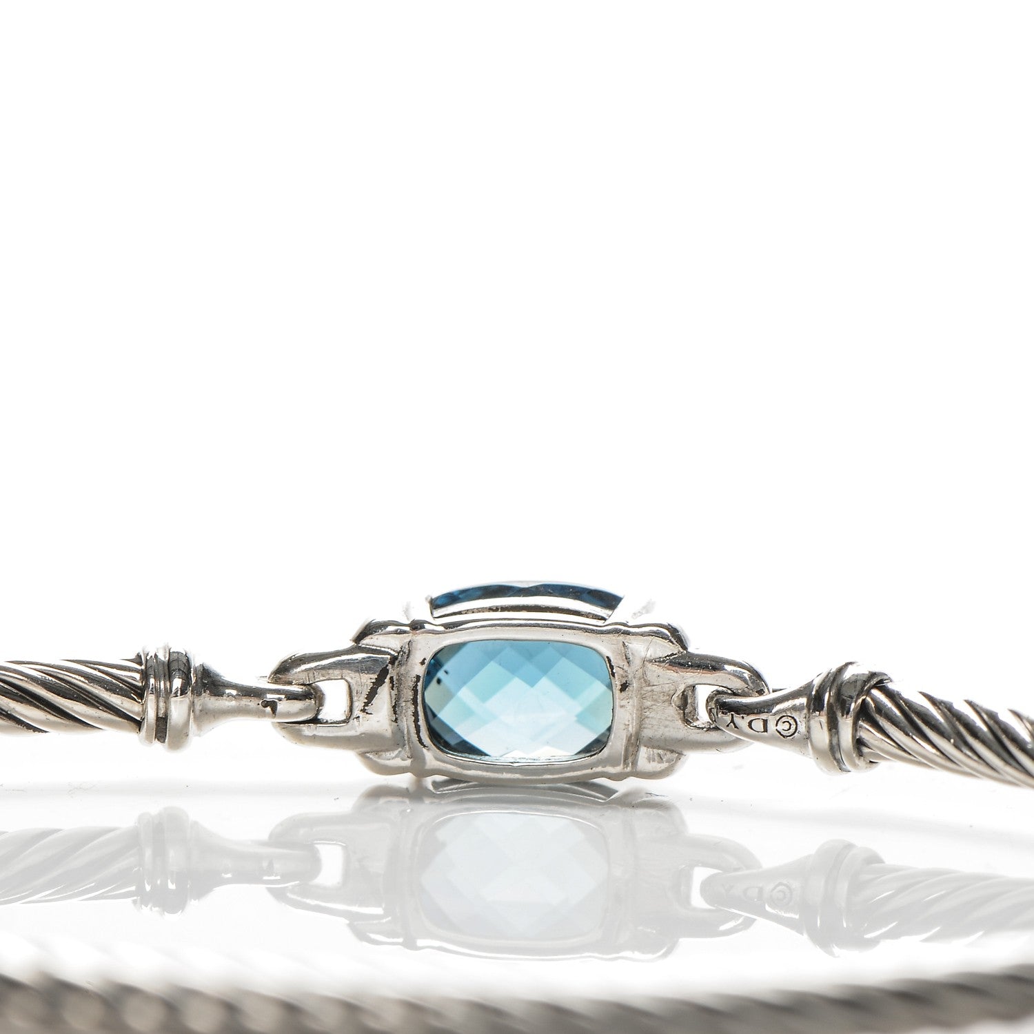 David Yurman Sterling Silver Diamond Blue Topaz 3mm Petite Wheaton Bracelet 4 of 7