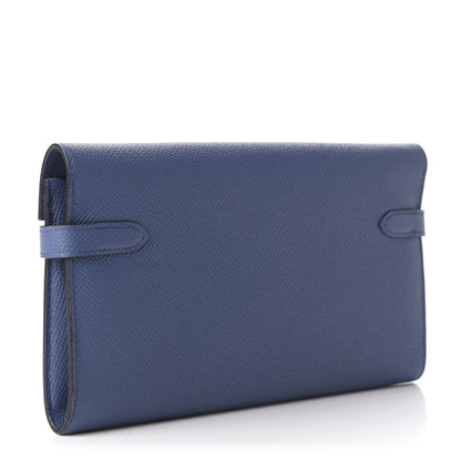 Hermes Epsom Kelly Longue Wallet Blue Agate 3 of 10