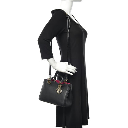 Christian Dior Bullcalf Mini Diorissimo Tote Black Rose Indien 2 of 9