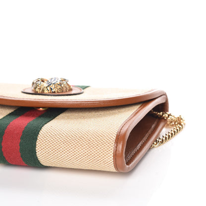 Gucci Vintage Canvas Calfskin Web Mini Rajah Slim Flap Shoulder Bag Sand Light Cuir 9 of 9