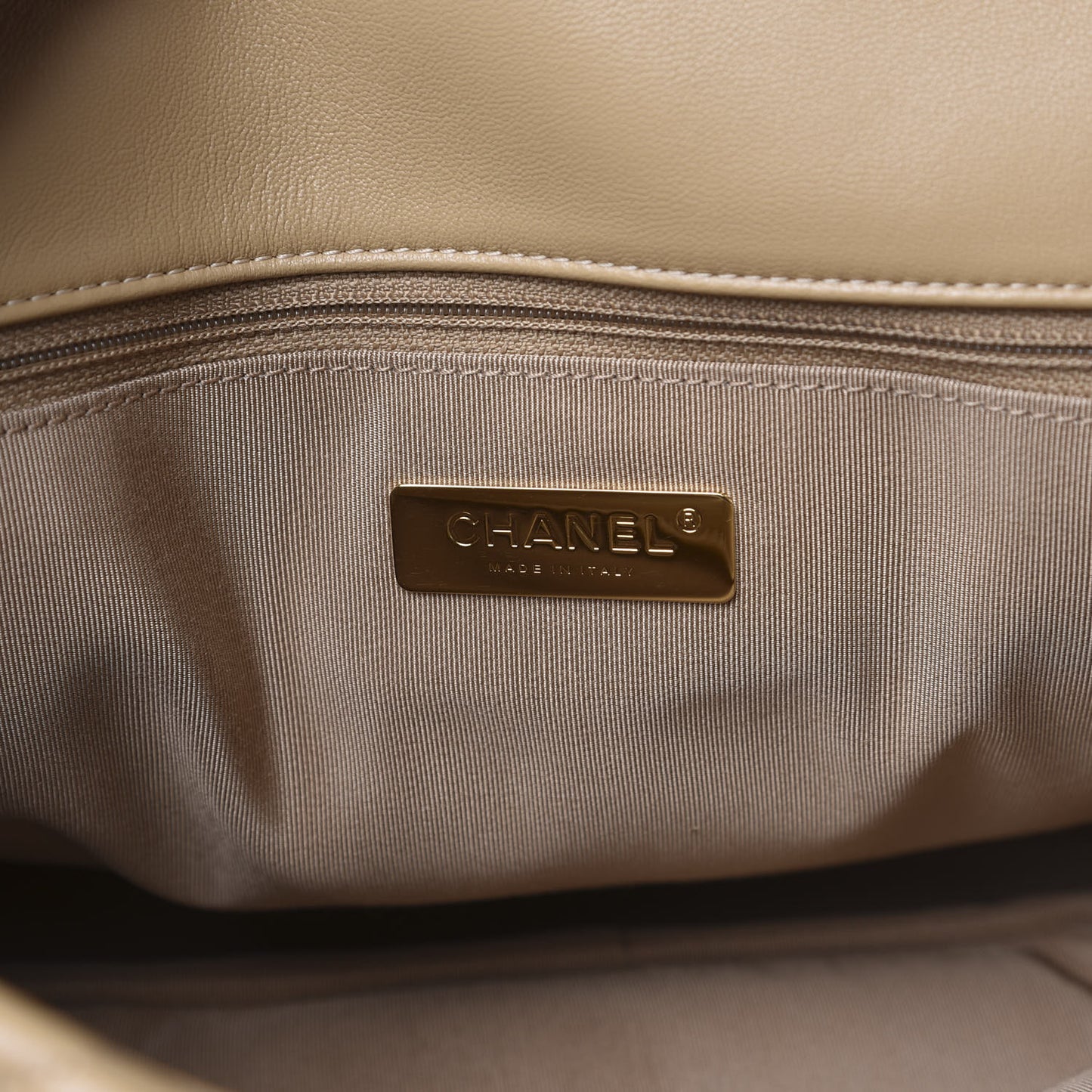 Lambskin Quilted Maxi 19 Flap Dark Beige