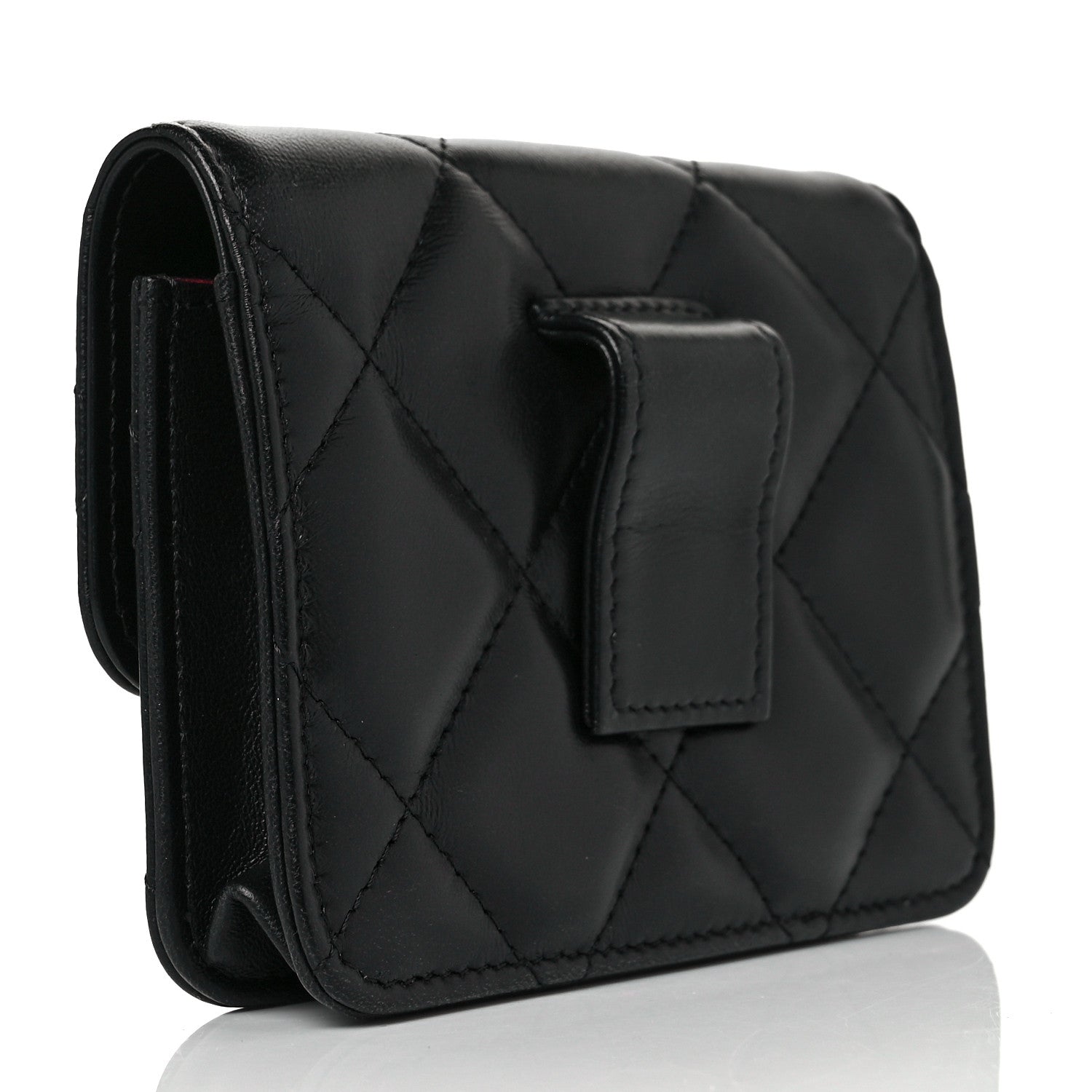 Chanel Lambskin Enamel Quilted Pending CC Flap Belt Bag Black 3 of 11