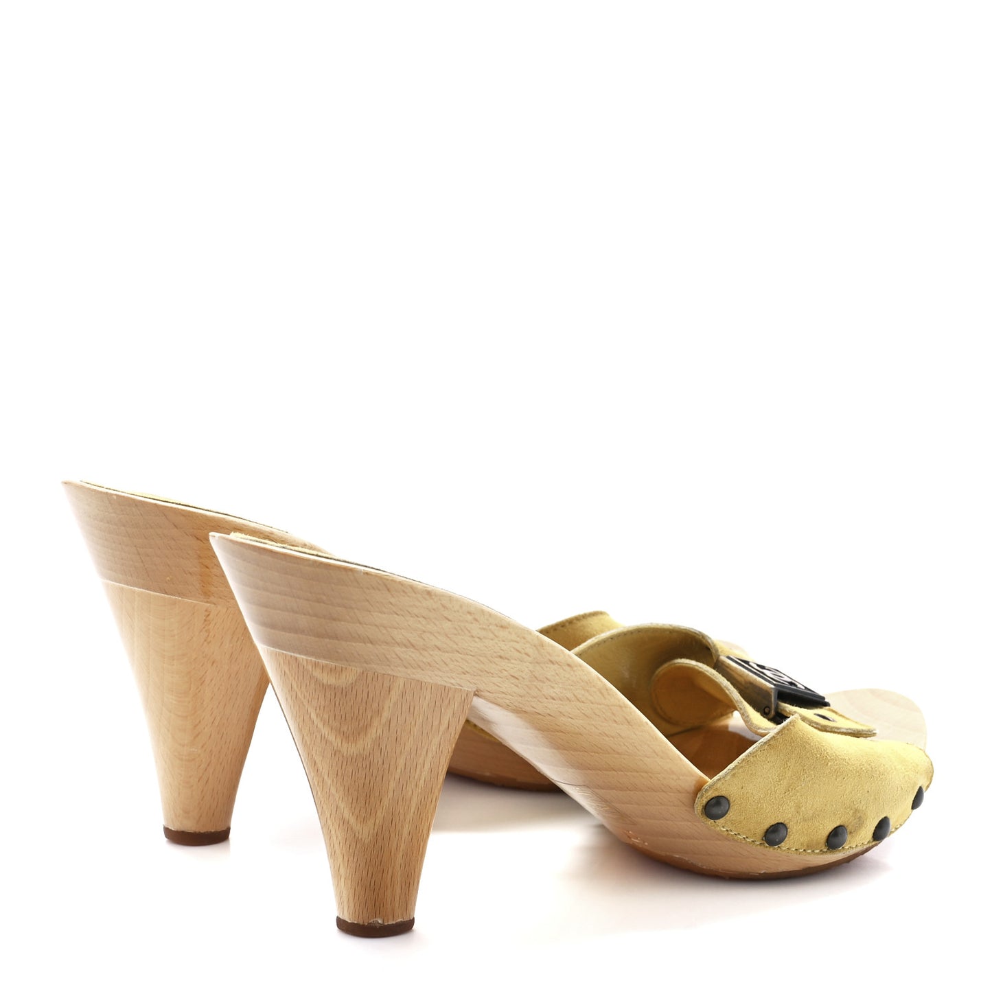 Suede CC Buckle Clogs 37 Yellow