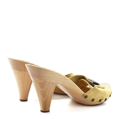 Chanel Suede CC Buckle Clogs 37 Yellow 4 of 7