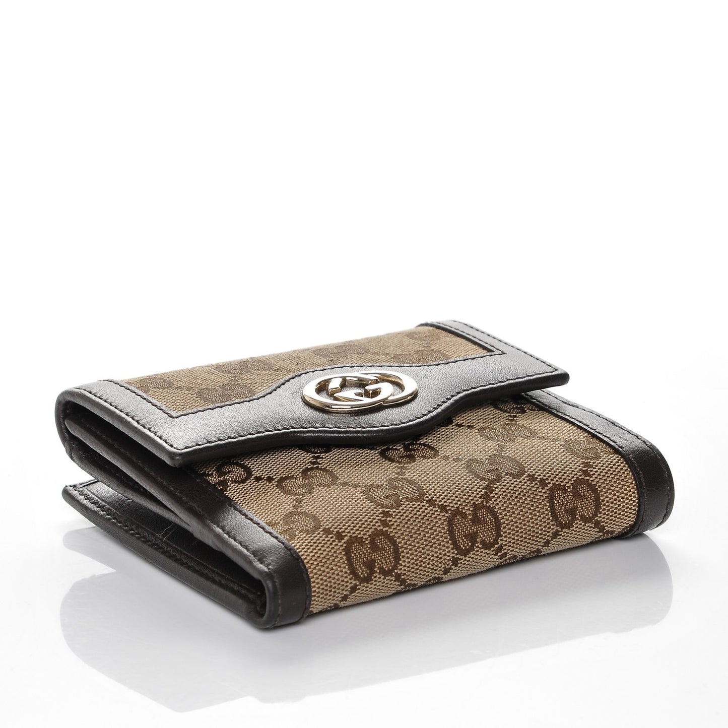 Monogram Margaux Calfskin Sukey French Flap Wallet Beige Ebony Cocoa
