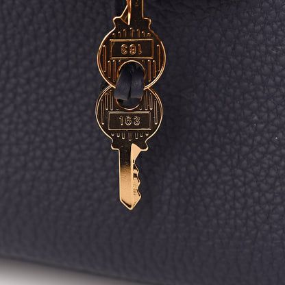 Hermes Togo Horseshoe Birkin 25 Bleu Nuit Rose Azalee 18 of 33