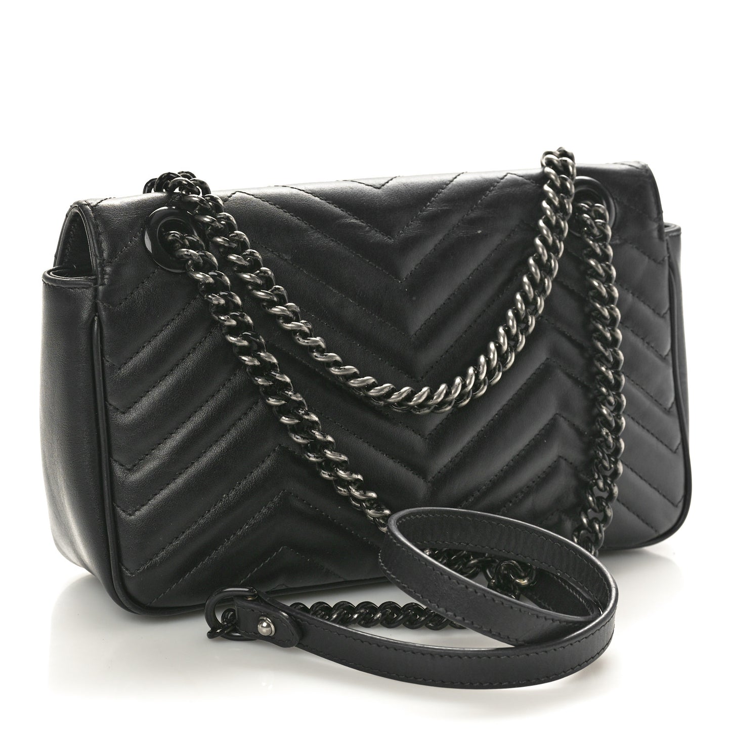 Calfskin Matelasse Monochrome Small GG Marmont Shoulder Bag Black