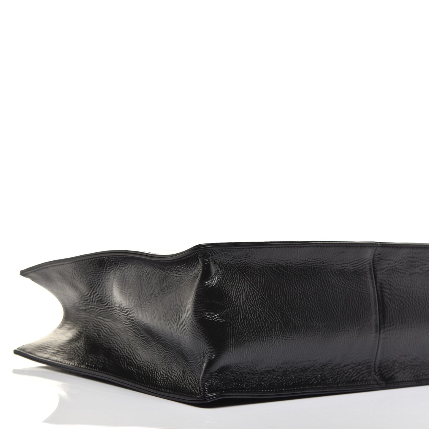 Shiny Aged Calfskin Shopping Bag Black