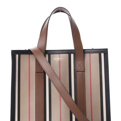 Burberry E-Canvas Stripe Small Portrait Tote Bag Brown 7 of 9