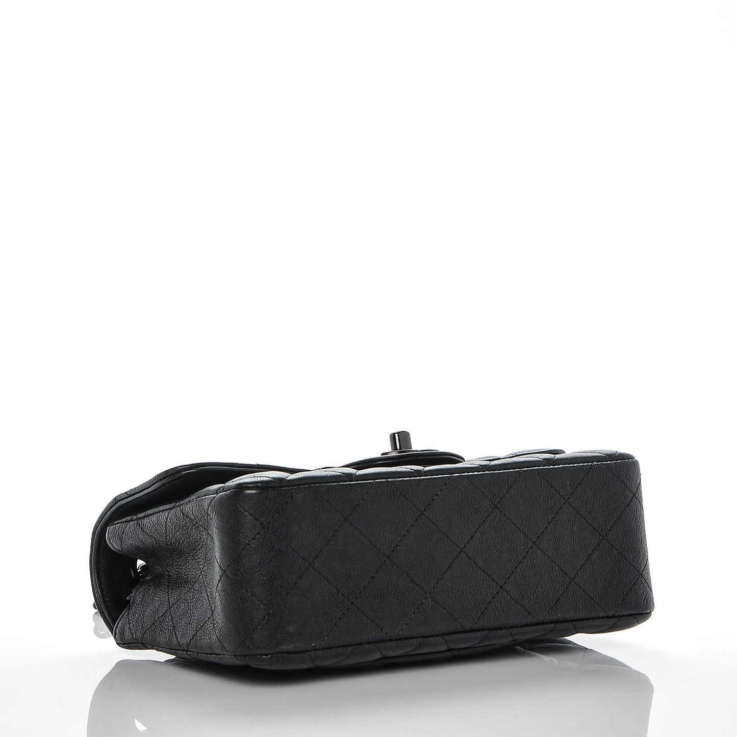 Crumpled Calfskin Quilted Mini Rectangular Flap So Black