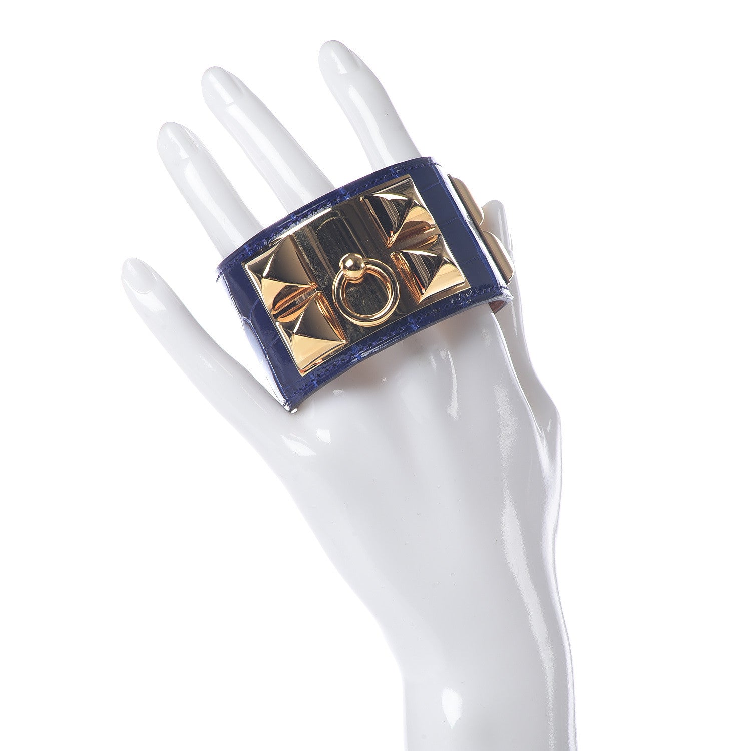 Hermes Shiny Alligator Collier De Chien CDC Bracelet S Bleu Electrique 2 of 8