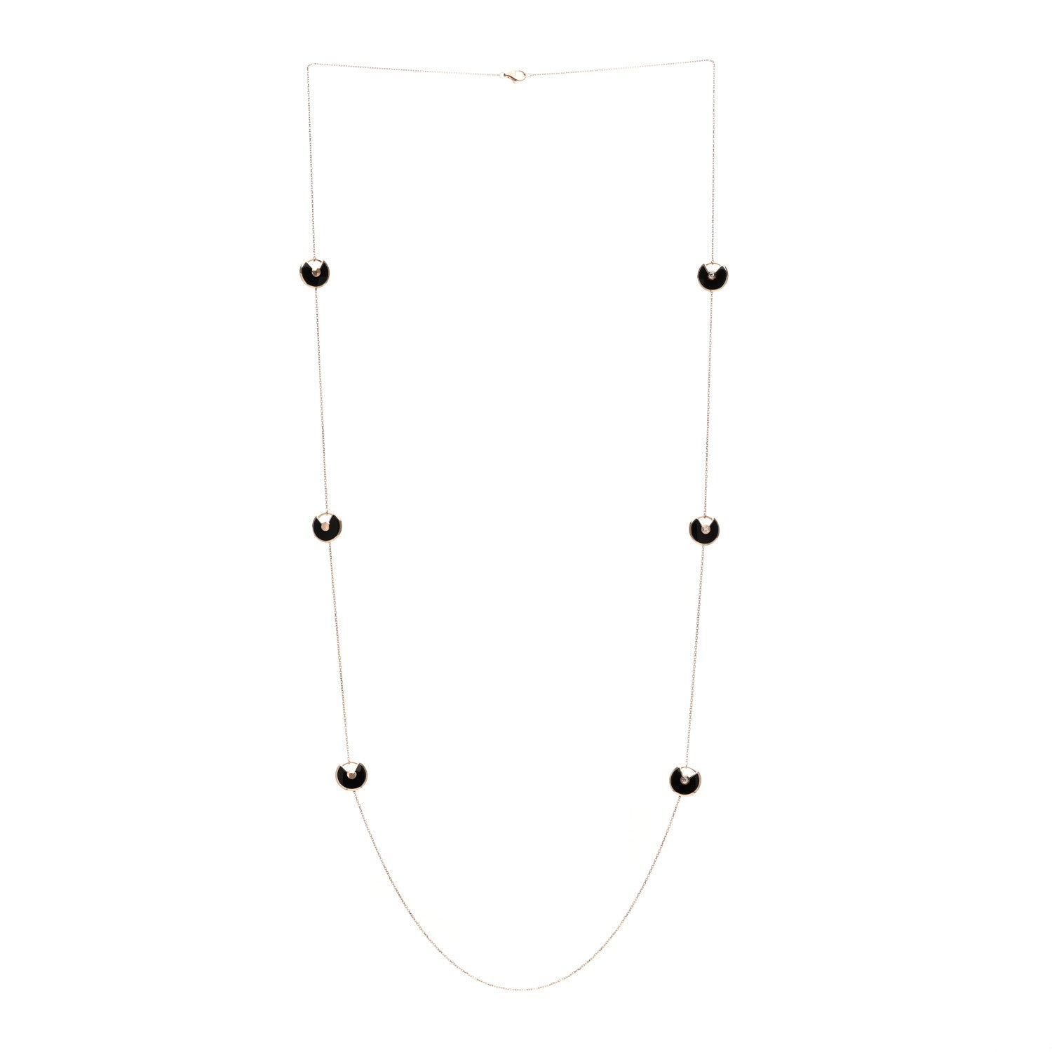 Cartier 18K Pink Gold Diamond Black Onyx Amulette de Cartier Station Necklace 2 of 3