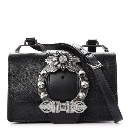 Miu Miu Goatskin Madras Soft Calf Crystal Embellished Shoulder Bag Nero Black 1 of 6