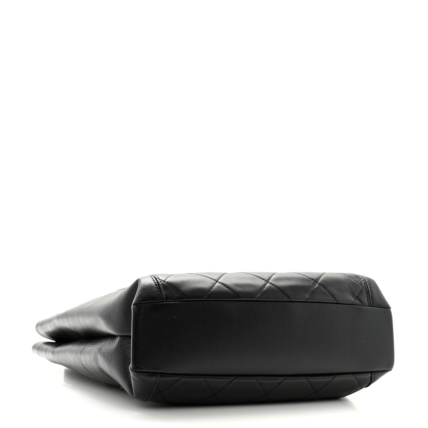 Chanel Calfskin Quilted CC Front Pocket Shopping Tote Black 4 of 10