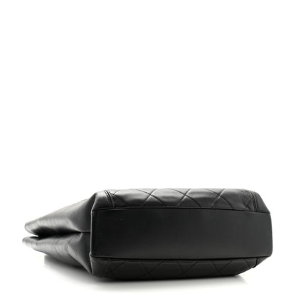 Chanel Calfskin Quilted CC Front Pocket Shopping Tote Black 4 of 10