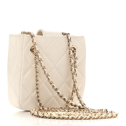 Chanel Lambskin Quilted Tiny Shopping Clutch With Chain White 3 of 9