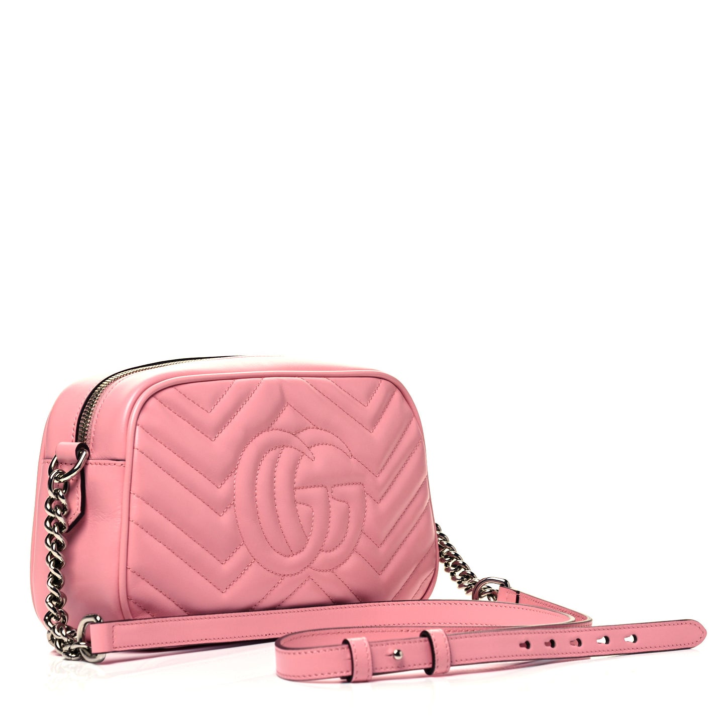 Calfskin Matelasse Small GG Marmont Chain Shoulder Bag Wild Rose