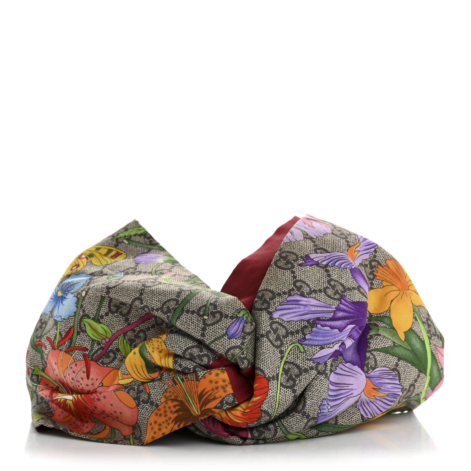 Gucci Silk Monogram Flora Print Headband Red 1 of 5