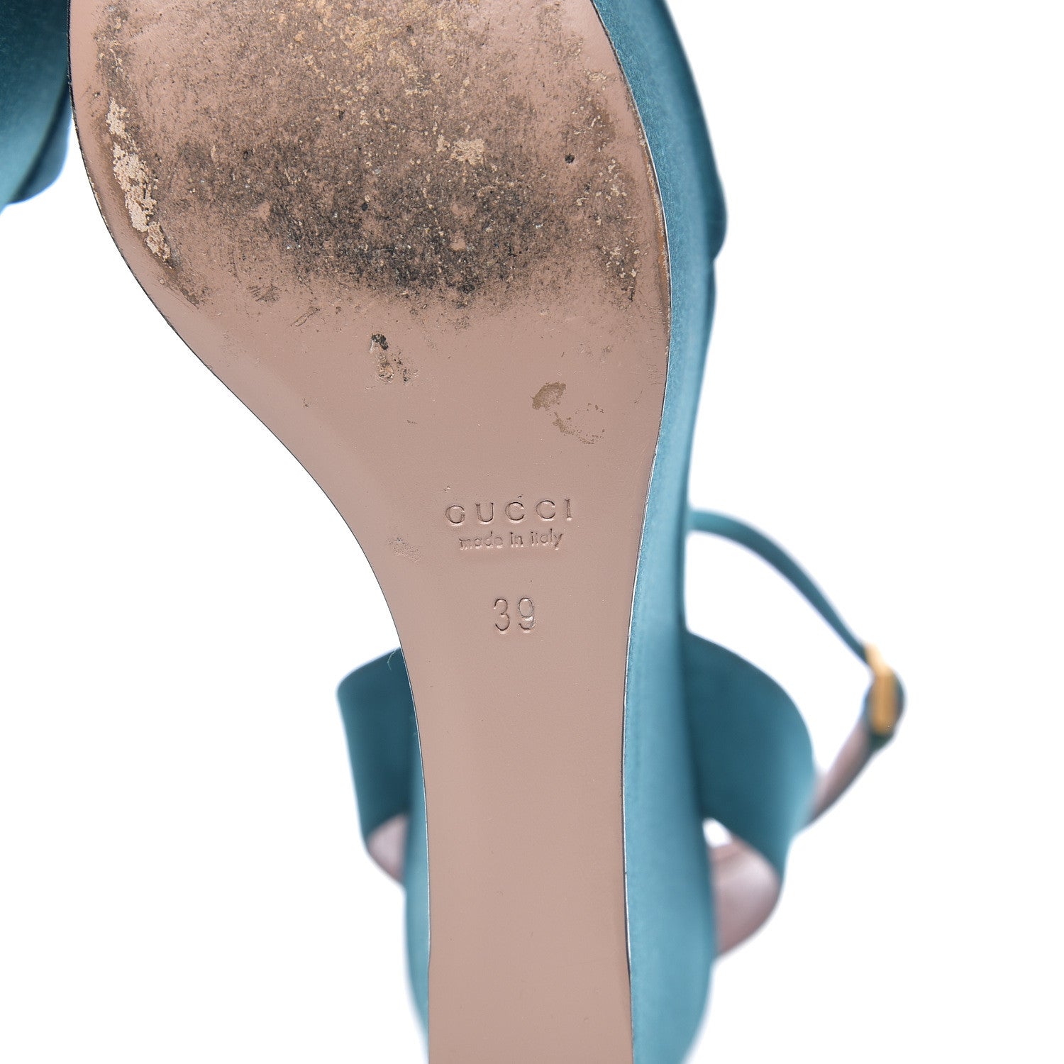 Gucci Satin Liliane Horsebit Platform Wedge Sandals 39 Turchese 7 of 10