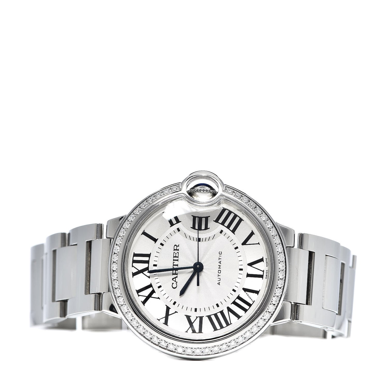 Stainless Steel Diamond Bezel 36mm Ballon Bleu De Cartier Automatic Watch