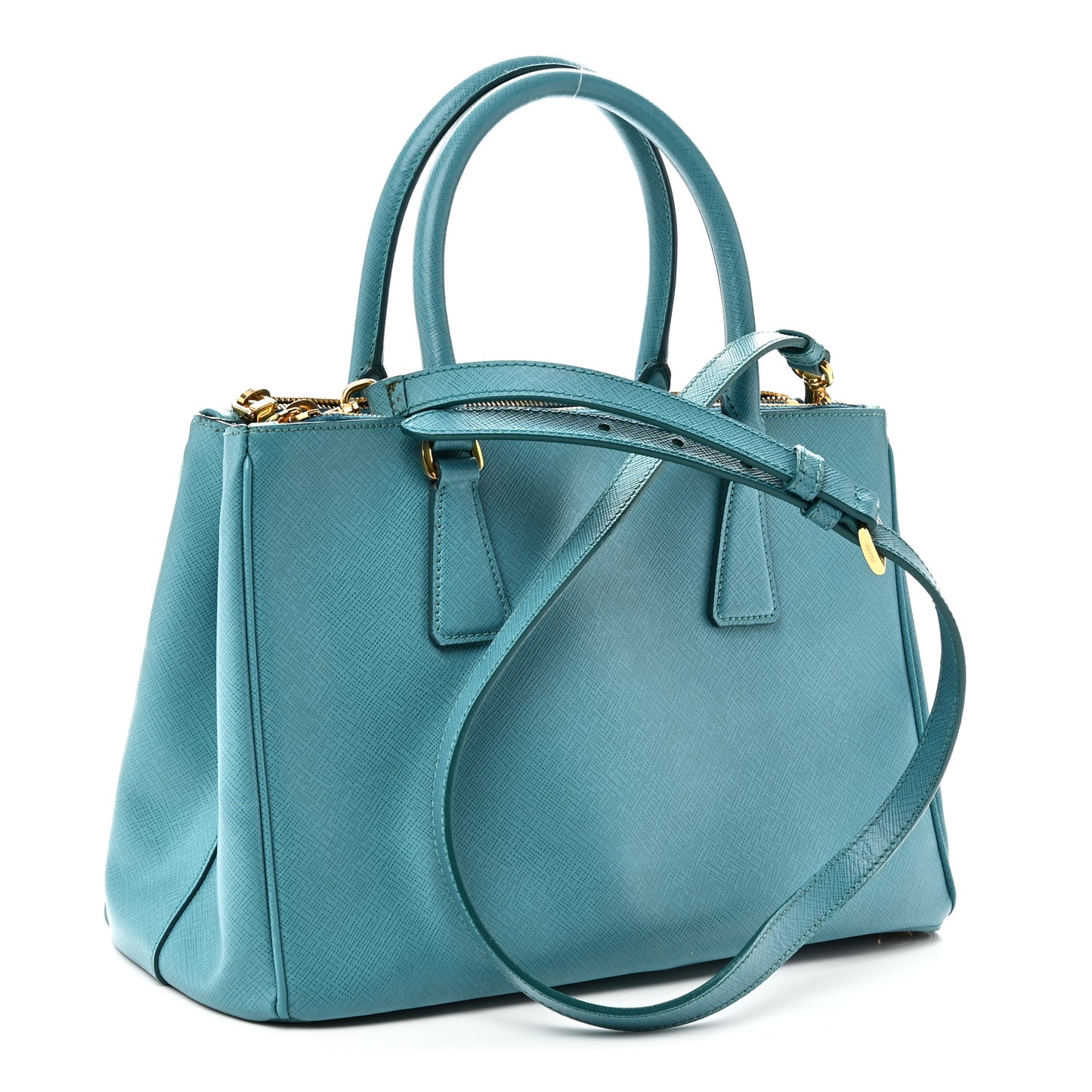 Saffiano Small Galleria Double Zip Tote Turchese