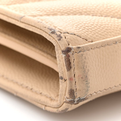 Saint Laurent Grain De Poudre Matelasse Chevron Monogram Chain Wallet Dark Beige 11 of 18