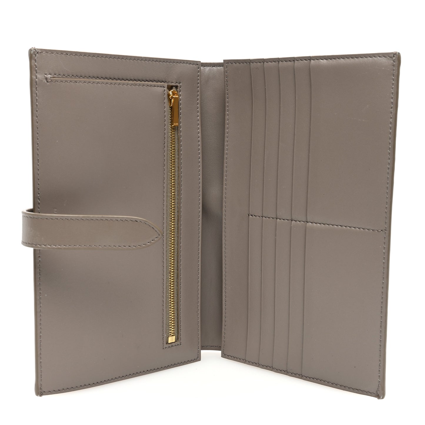 Grained Calfskin Large Multifunction Strap Wallet Pebble