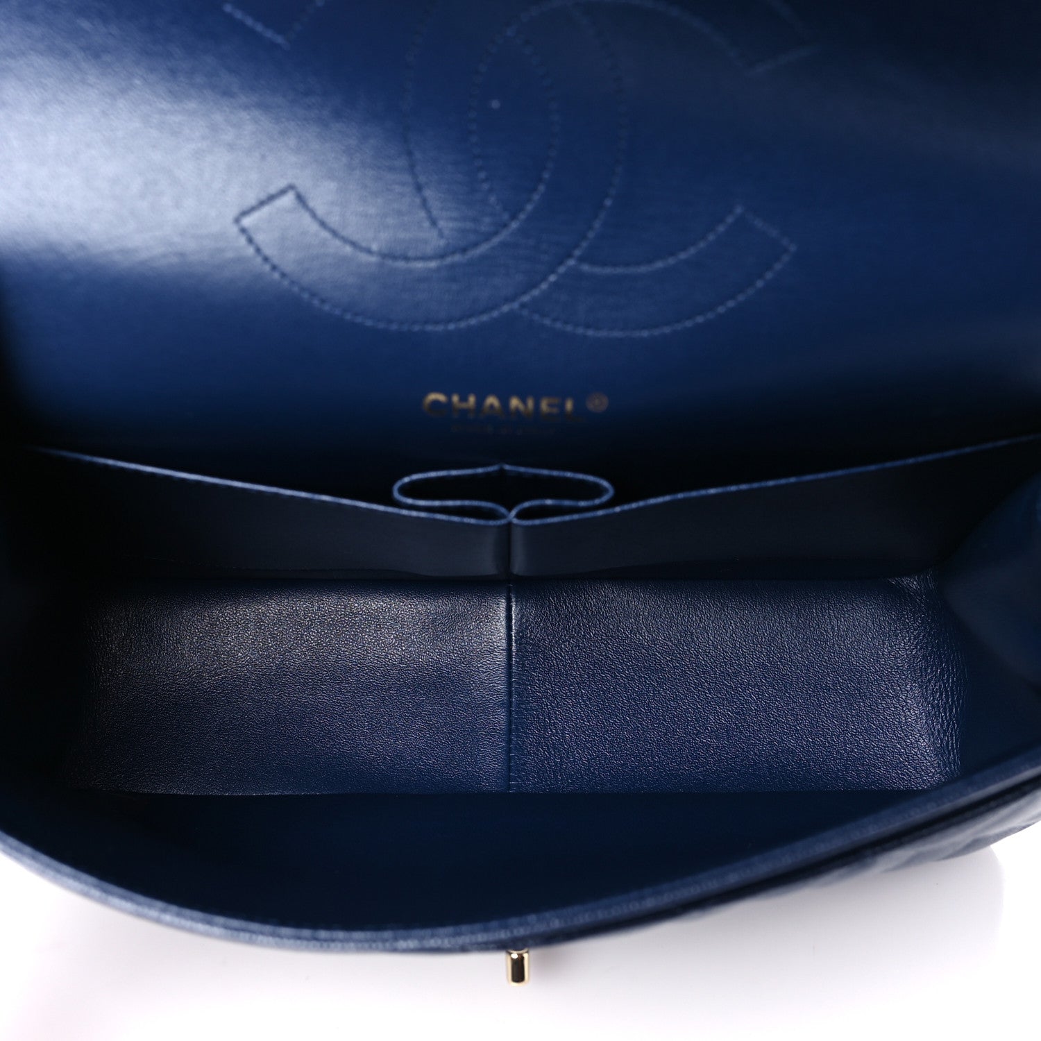 Chanel Caviar Quilted Jumbo Double Flap Navy Blue 4 of 10