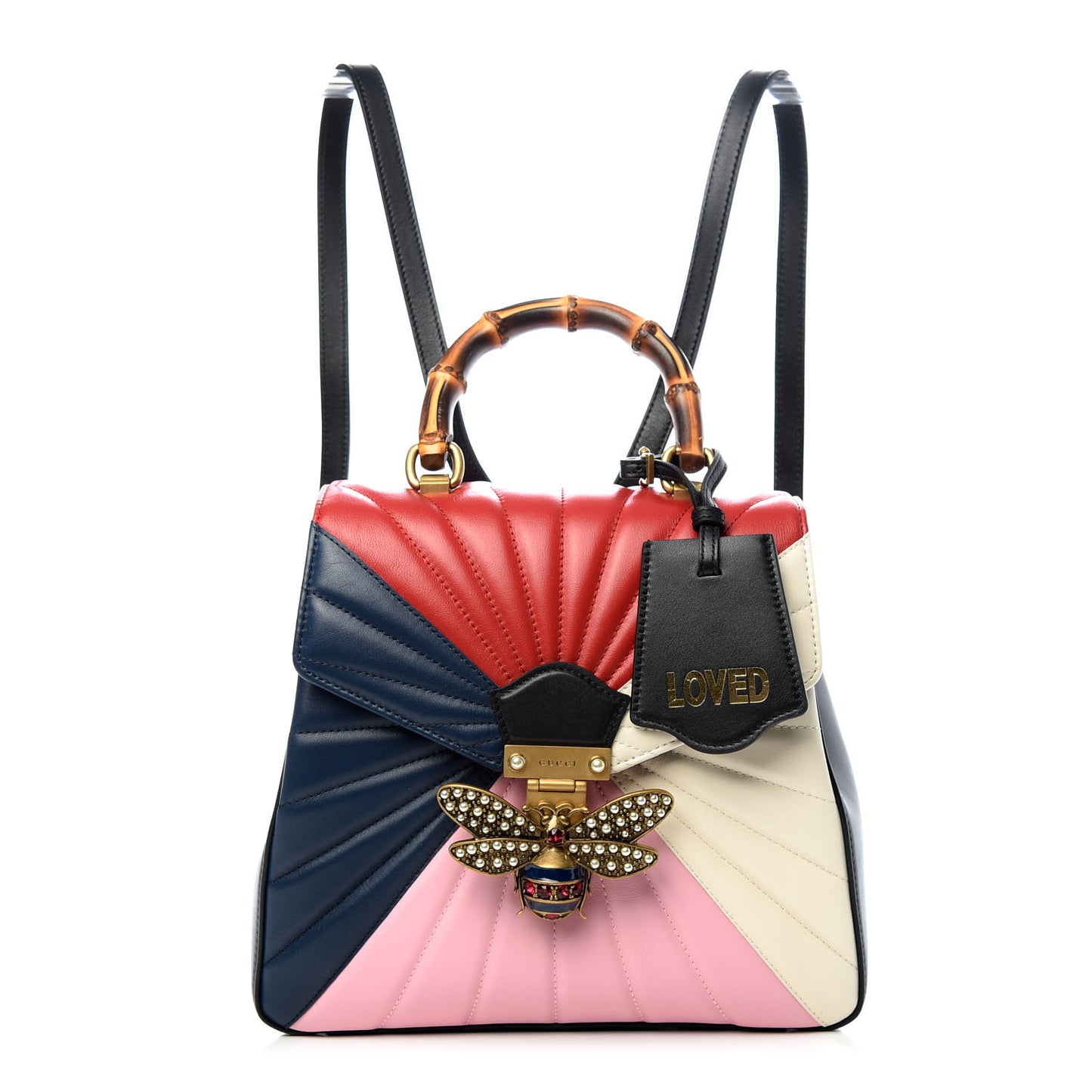 Calfskin Bamboo Trapuntata Queen Margaret Backpack Blue Agata Hibiscus Red Mystic White Sugar Pink