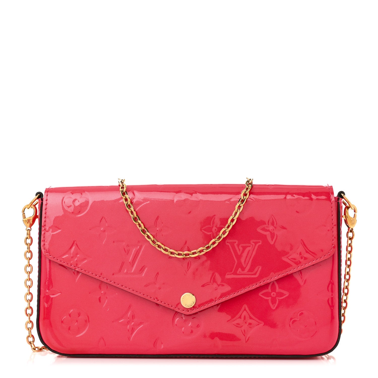 Louis Vuitton Vernis Felicie Pochette Chain Wallet Hot Pink 1 of 11