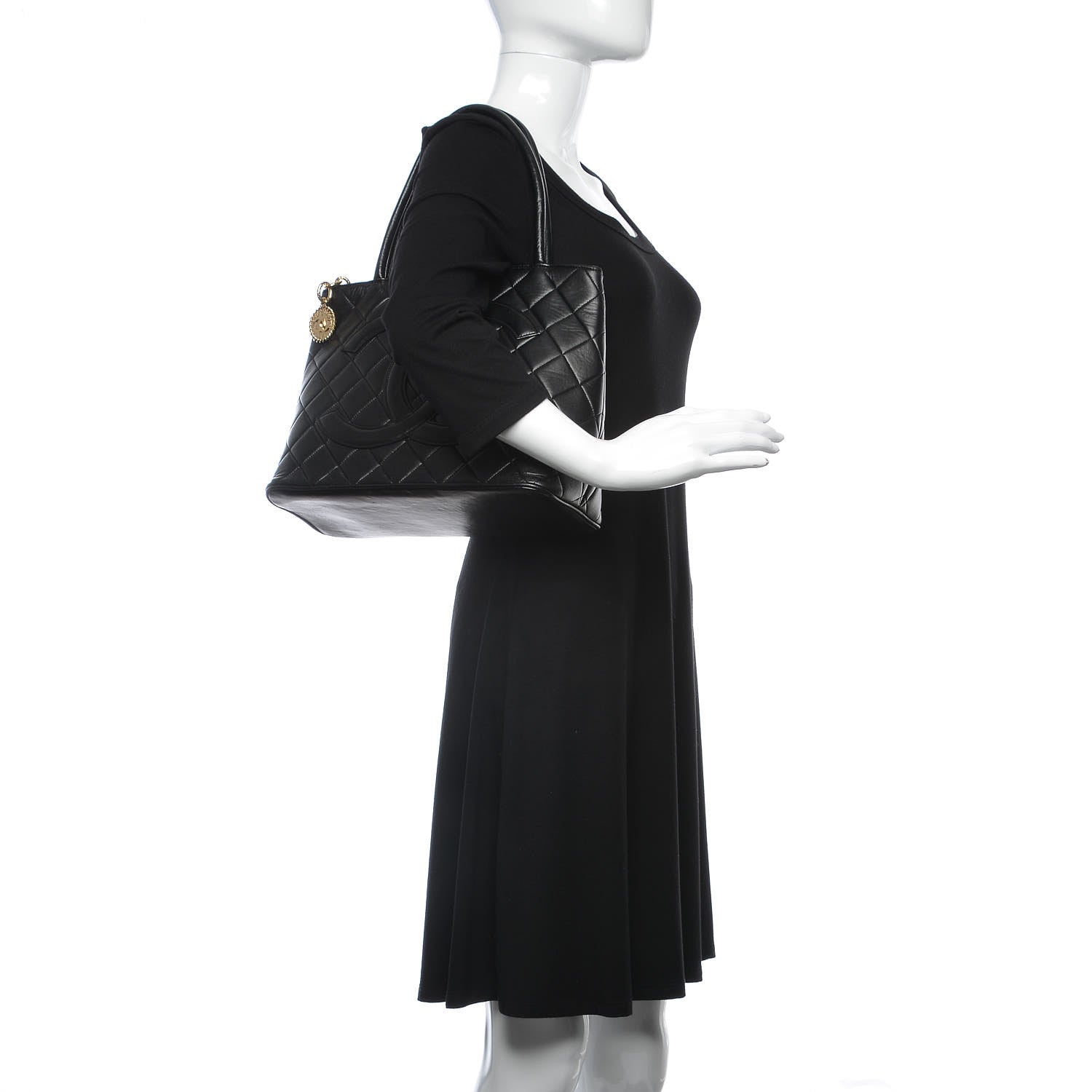Chanel Lambskin Quilted Medallion Tote Black 2 of 13