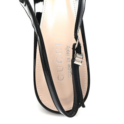 Gucci Vernice Crystal Embellished Guinevere Slingback Pumps 39.5 Black 8 of 10