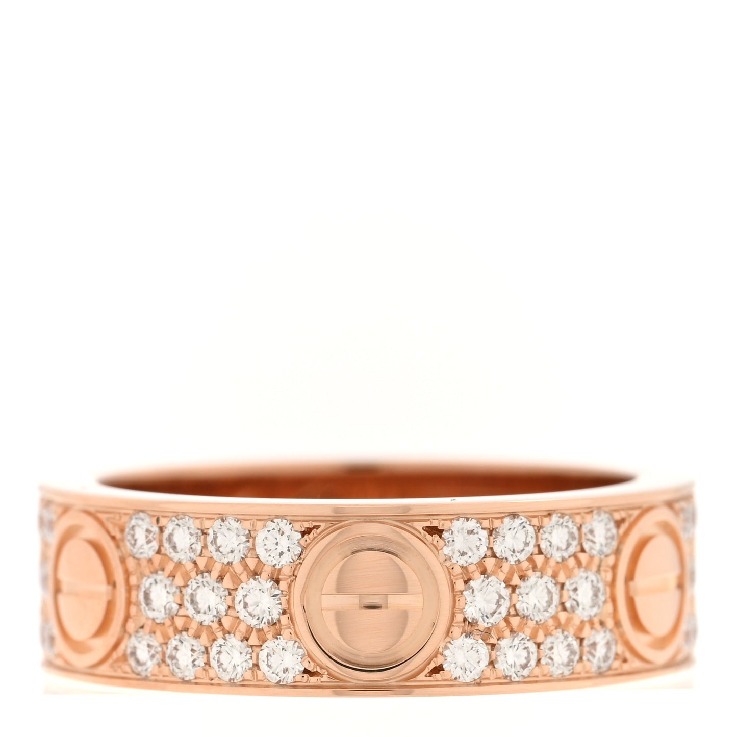 18K Pink Gold Diamond 6.5mm LOVE Paved Ring 57 8