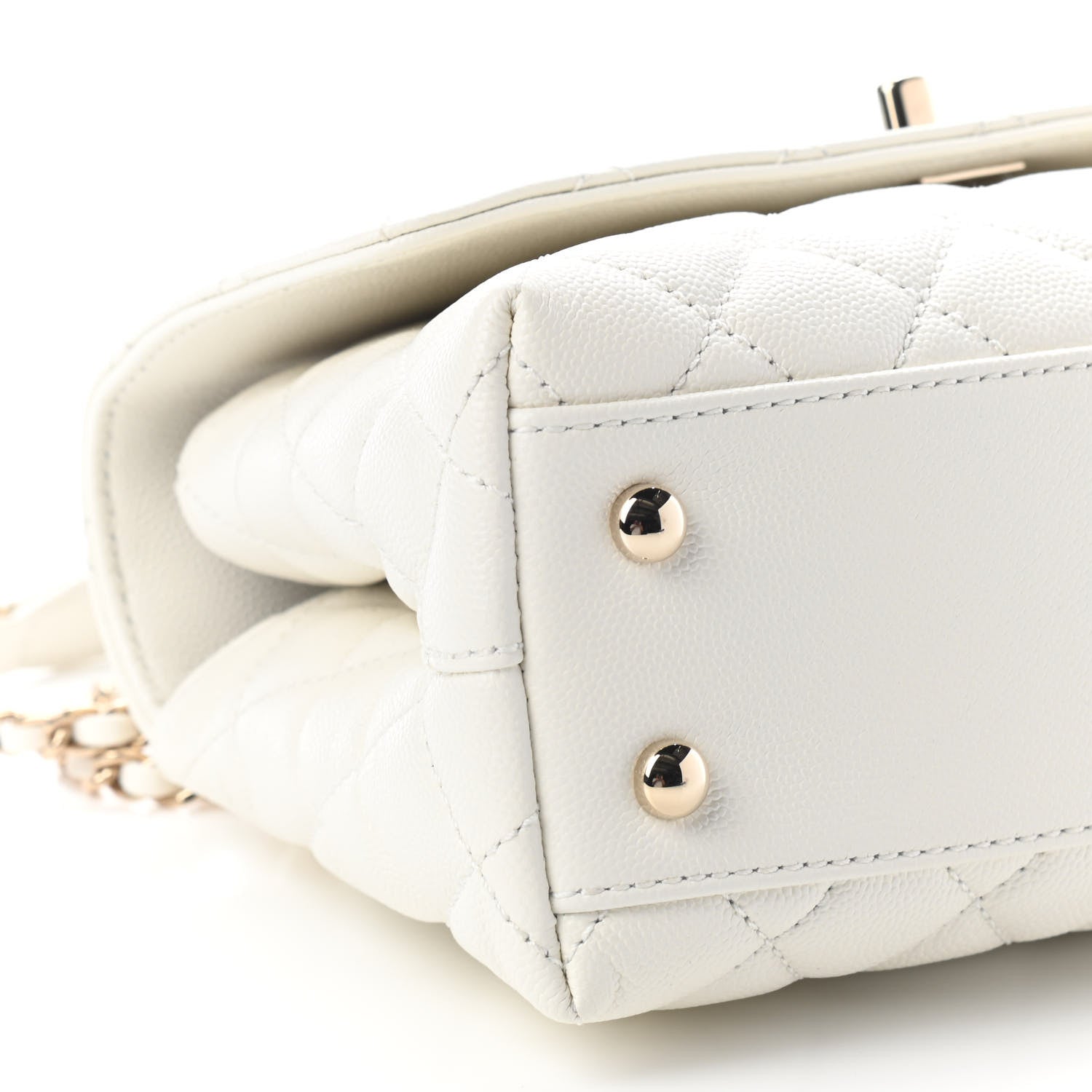 Chanel Caviar Quilted Mini Coco Handle Flap White 7 of 9