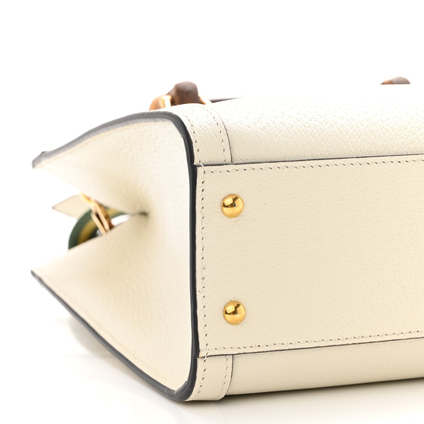 Textured Dollar Calfskin Web Small Diana Tote Bag Mystic White