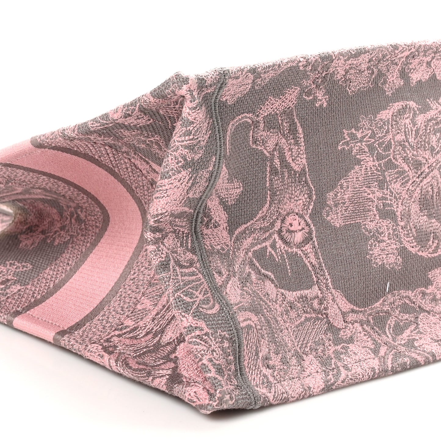Canvas Embroidered Medium Dioriviera Toile De Jouy Book Tote Pink Grey