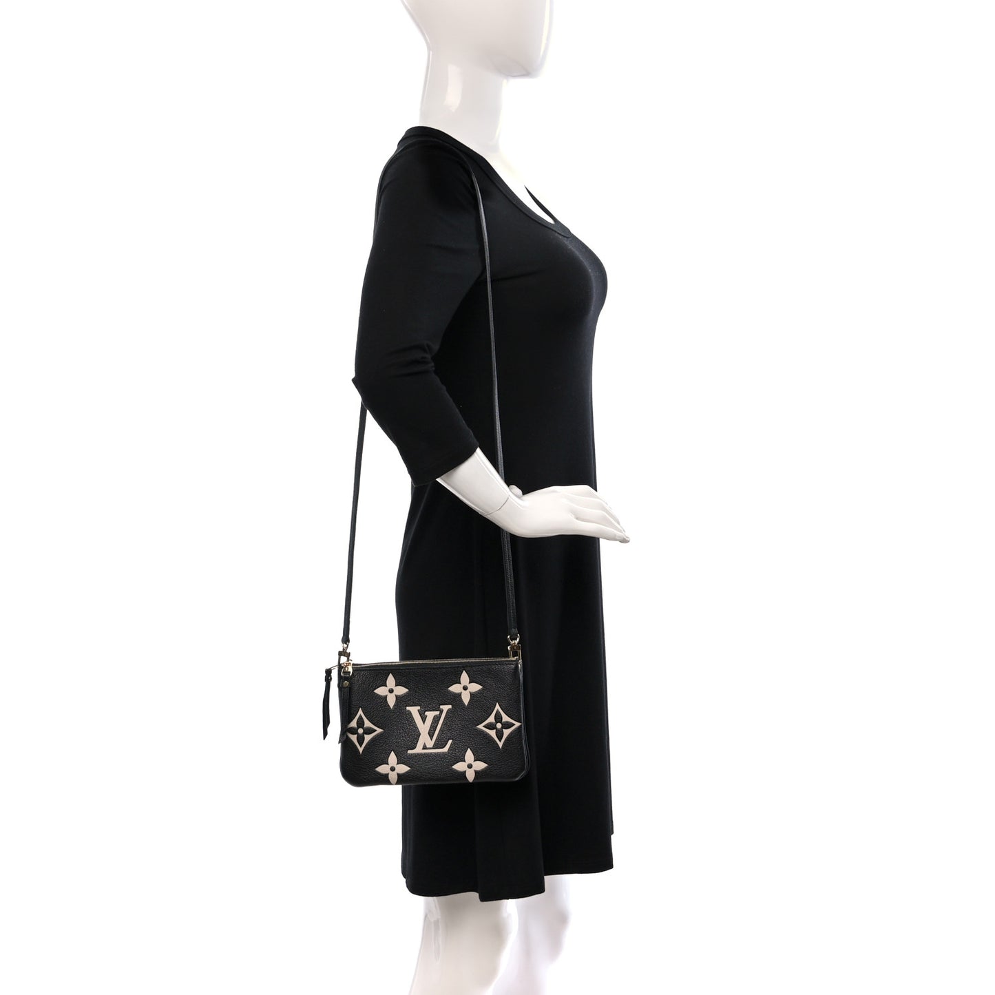 Empreinte Monogram Giant Double Zip Pochette Black Cream