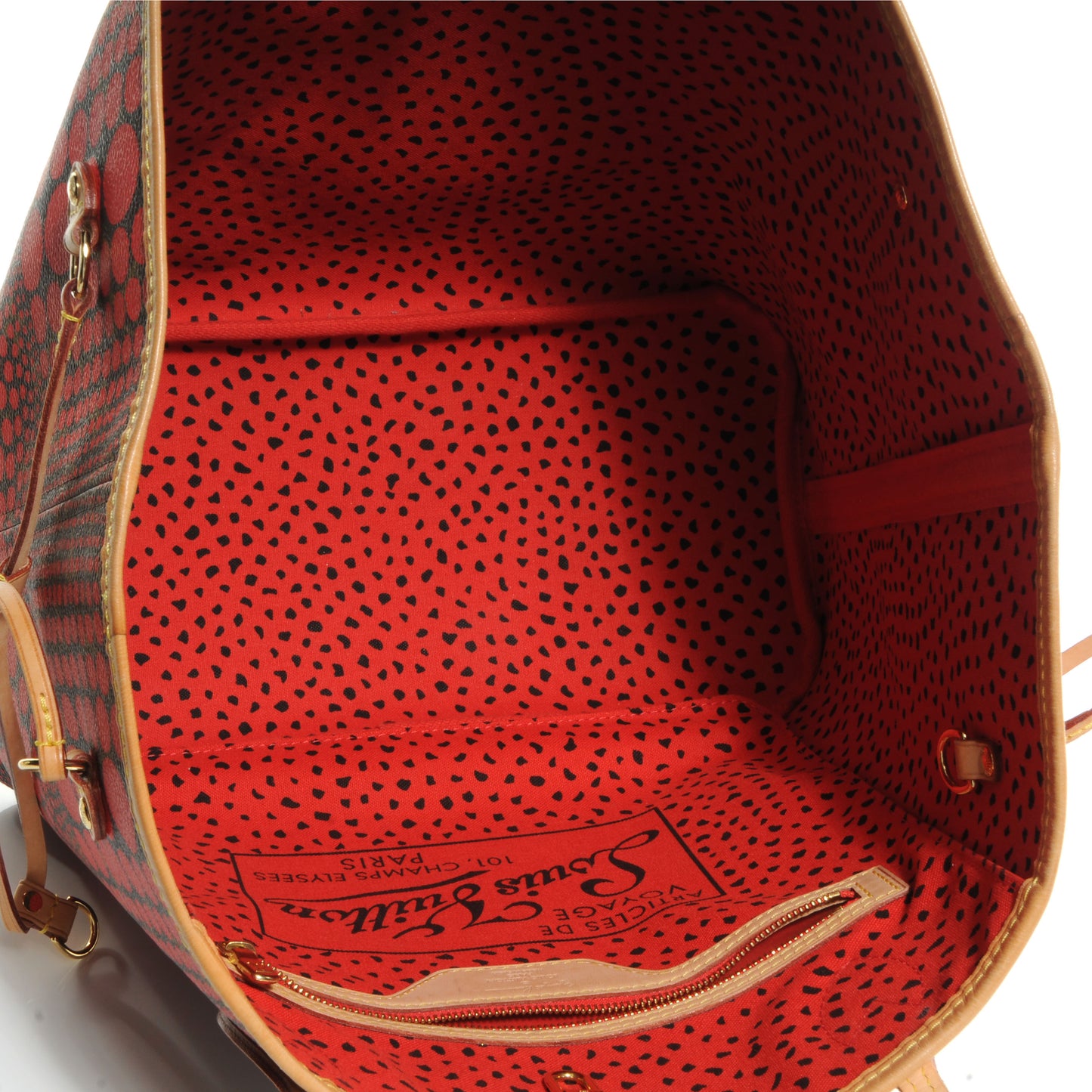 Monogram Kusama Waves Neverfull MM Red