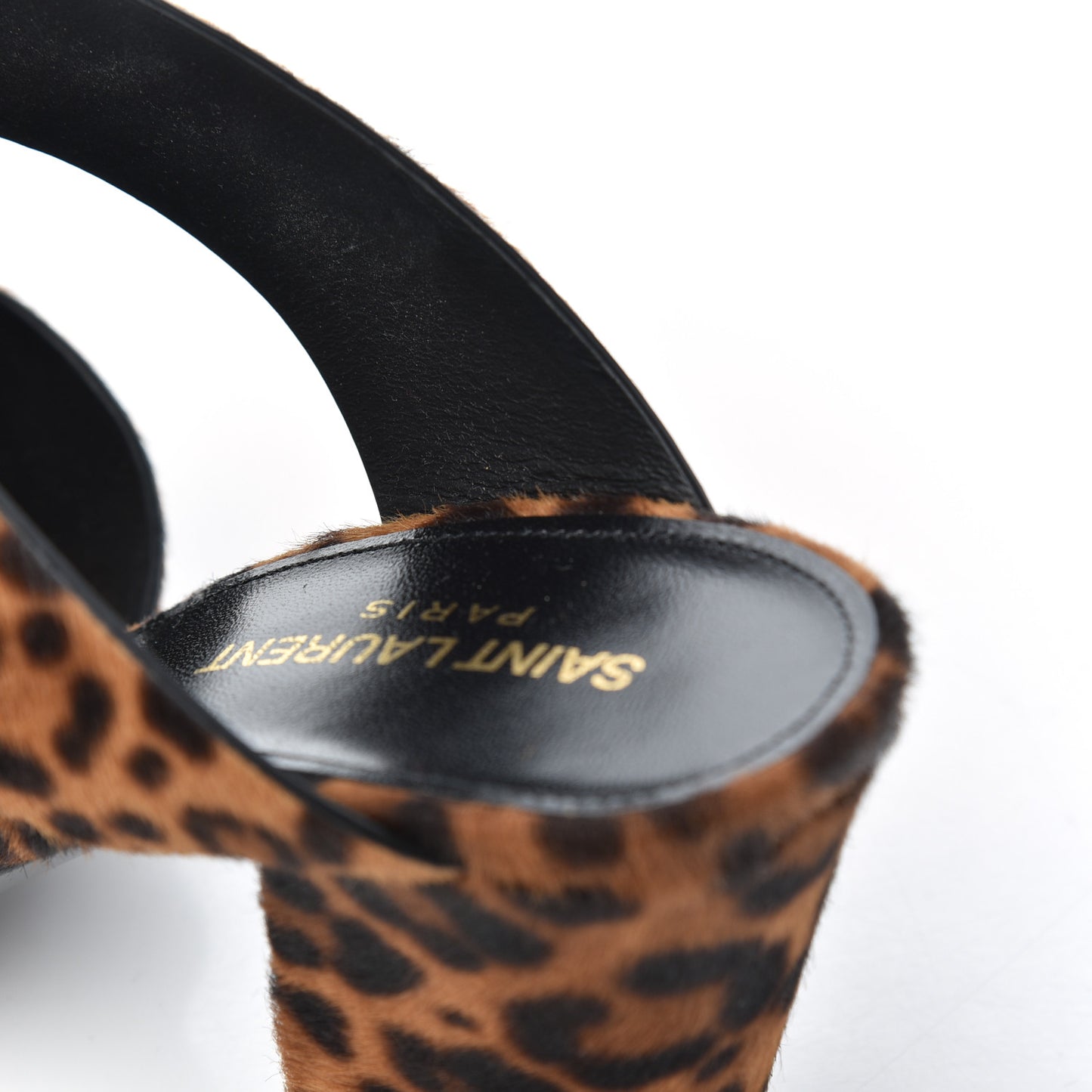 Ponyhair Leopard Print Oak 75 Ankle Strap Sandals 39.5 Brown