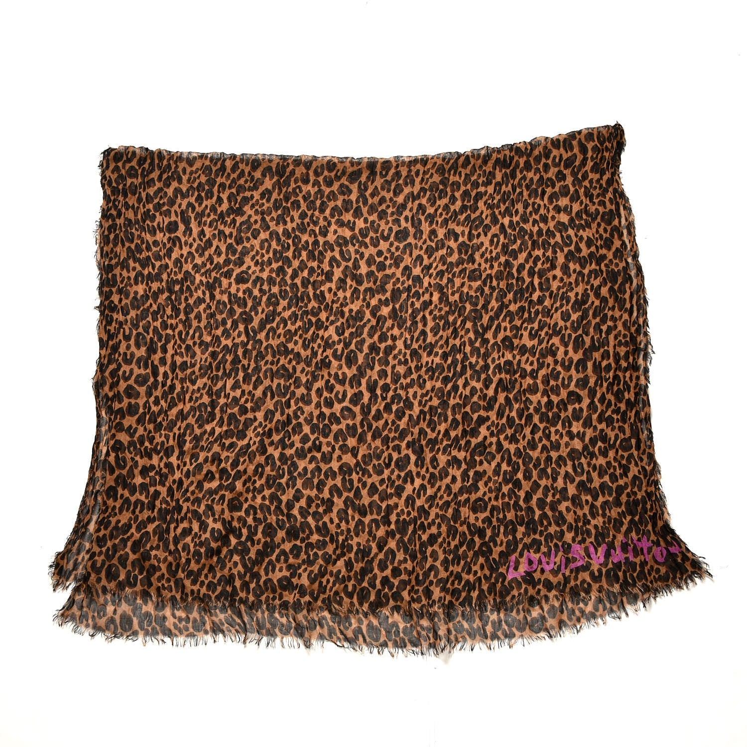 Louis Vuitton Cashmere Silk Leopard Etole Stole Marron 3 of 9