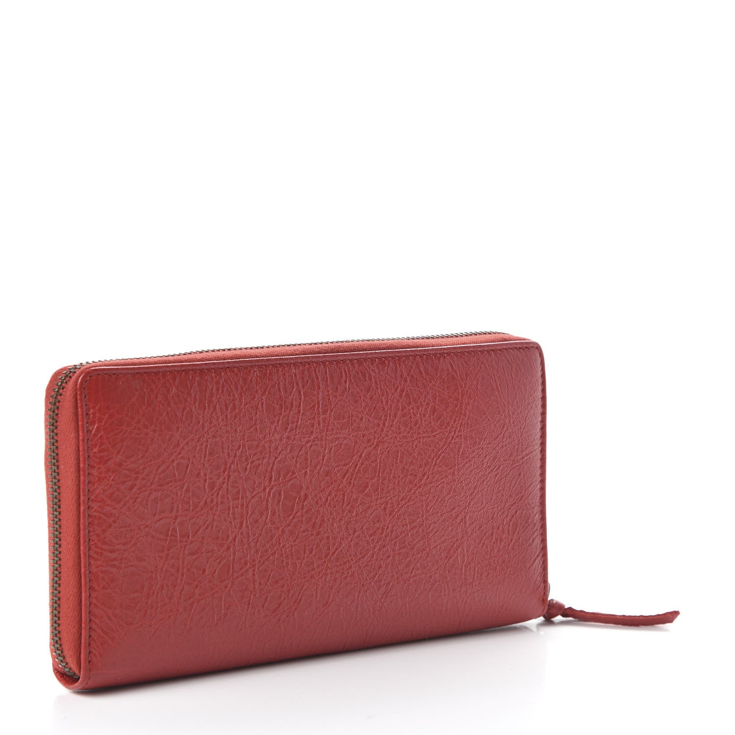 Balenciaga Agneau Classic Hardware Continental Zip Around Wallet Rouge Tango 3 of 9