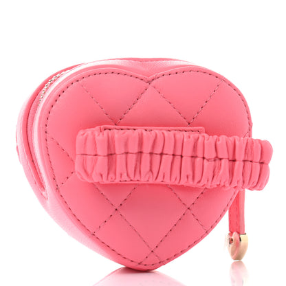 Chanel Lambskin Quilted CC In Love Heart Zipped Arm Coin Purse Pink 3 of 8