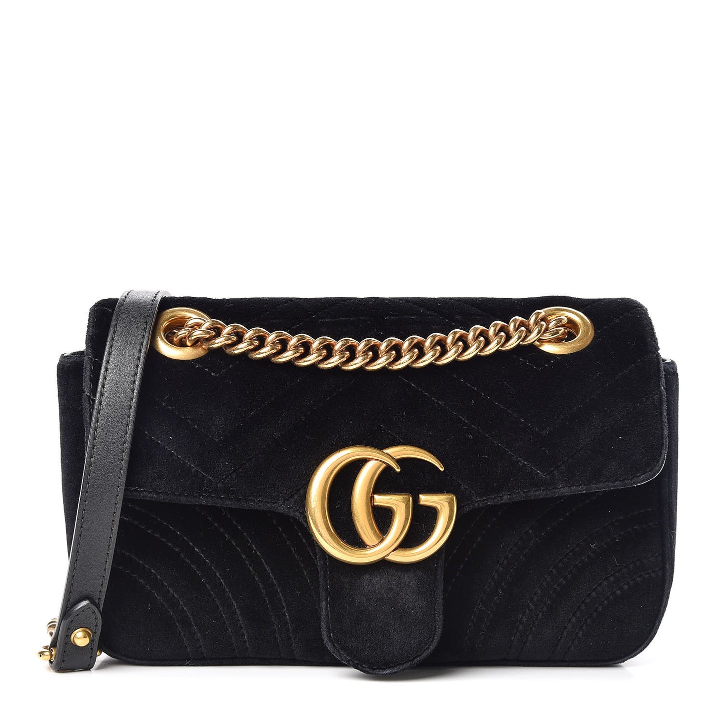Velvet Matelasse Mini GG Marmont Shoulder Bag Black
