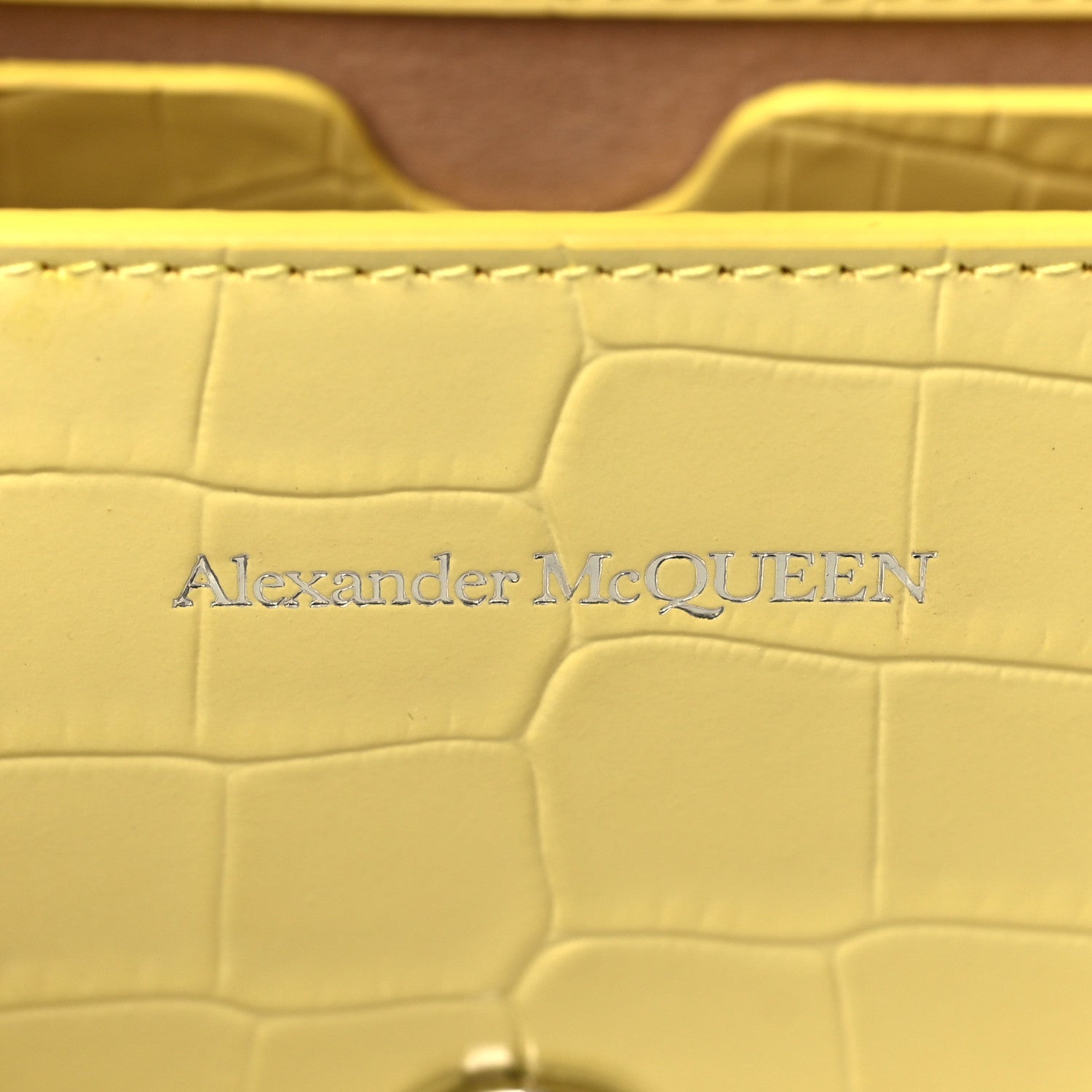 Alexander McQueen Shiny Crocodile Embossed Jeweled Satchel Pop Yellow 6 of 10