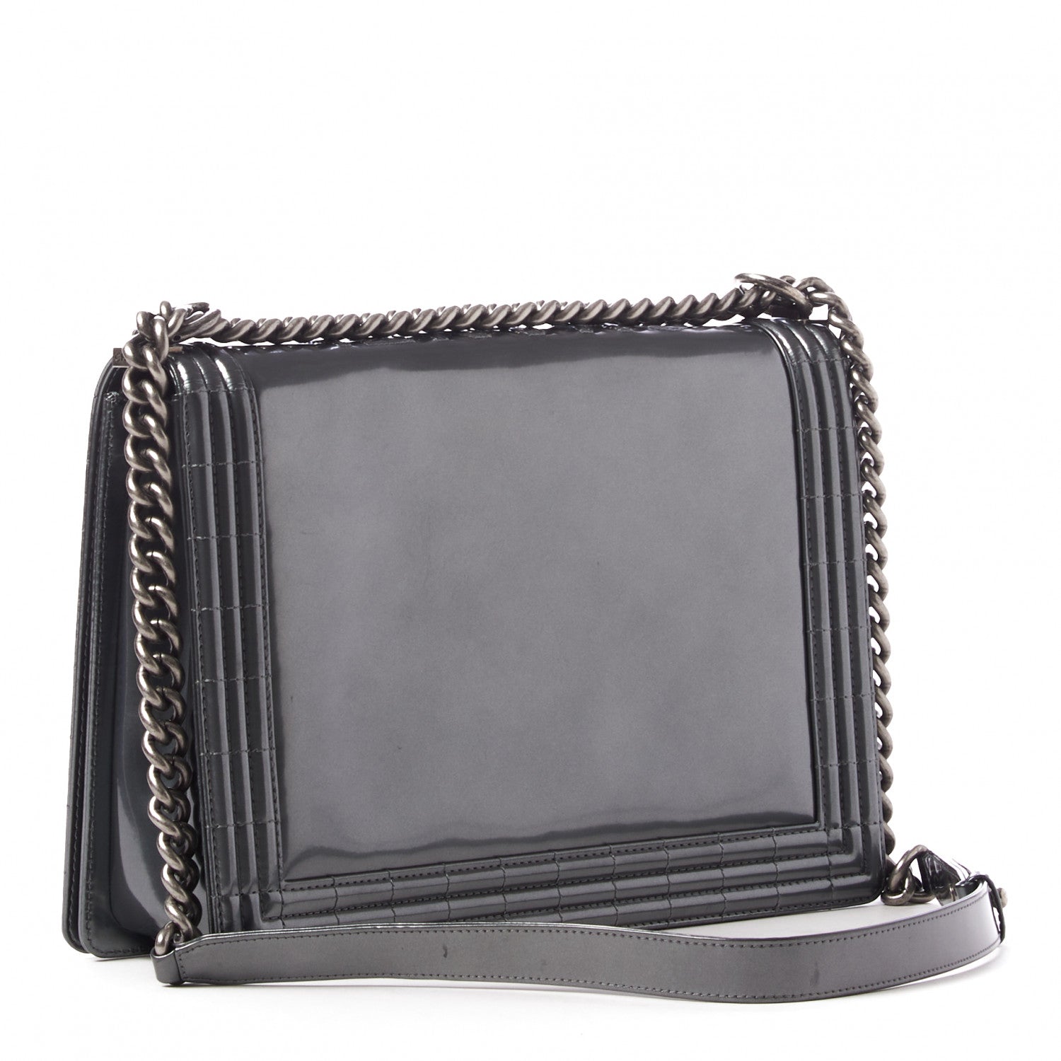 Chanel Glazed Calfskin Large Boy Flap Grey 2 of 13