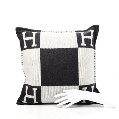 Hermes Wool Cashmere Avalon Pillow PM Ecru Gris Fonce 2 of 8