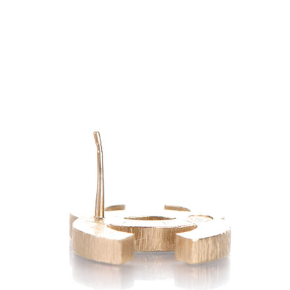 Chanel Metal Quilted CC Earrings Gold White 2 of 5