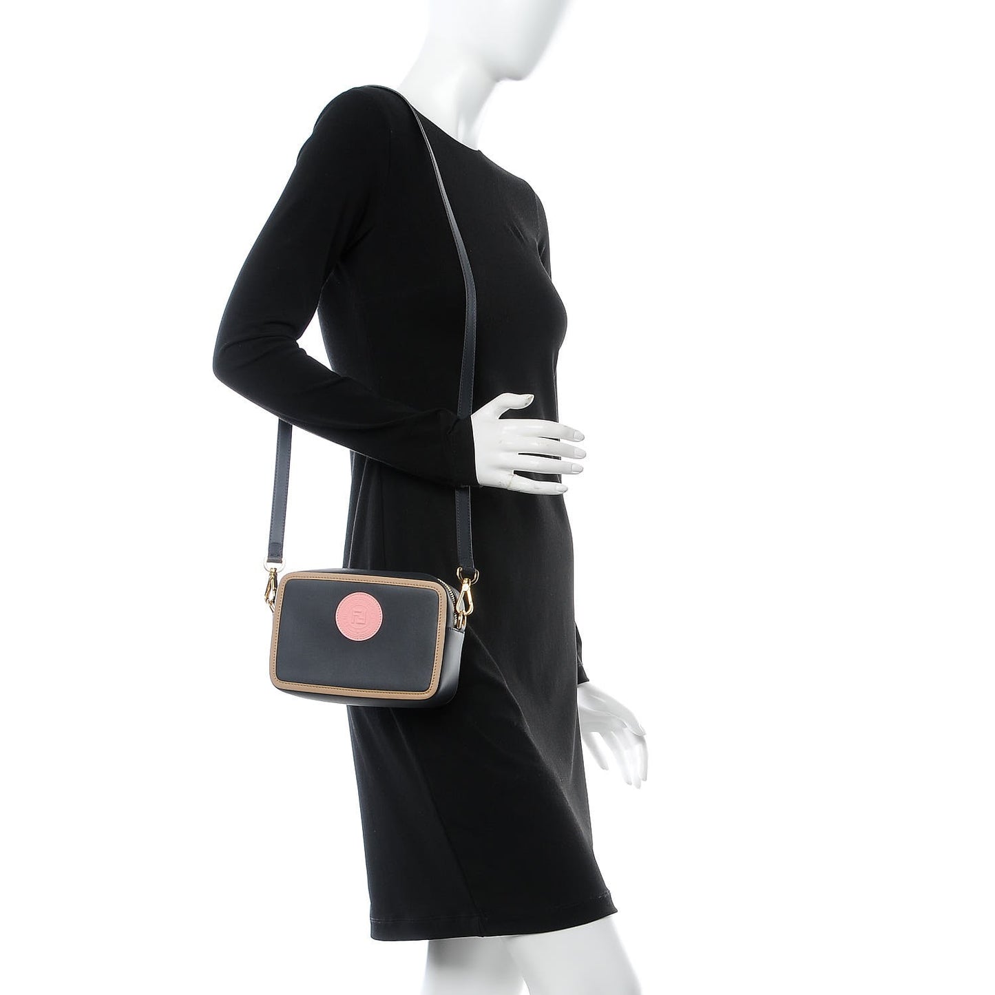 Vitello Century Matte Stamp Patch Bi-Color Mini Camera Case Blue Notte Amido Pink