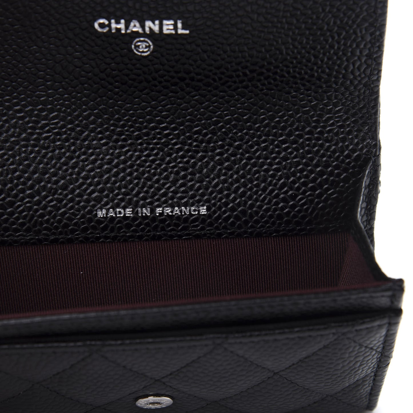 Caviar Quilted Flap Card Holder Wallet Black