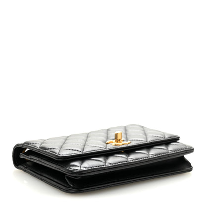 Chanel Lambskin Quilted Pillow Crush Wallet On Chain WOC Black 4 of 12